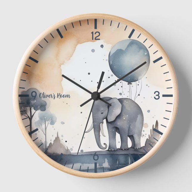 Acuarela personalizada Reloj elefante (Anverso)