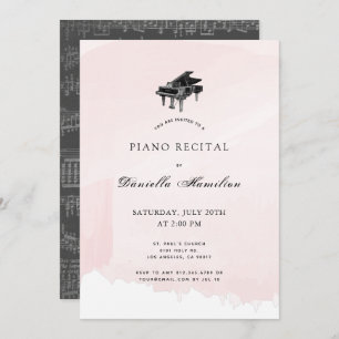 Acuarela Piano Rosa Invitación Recital
