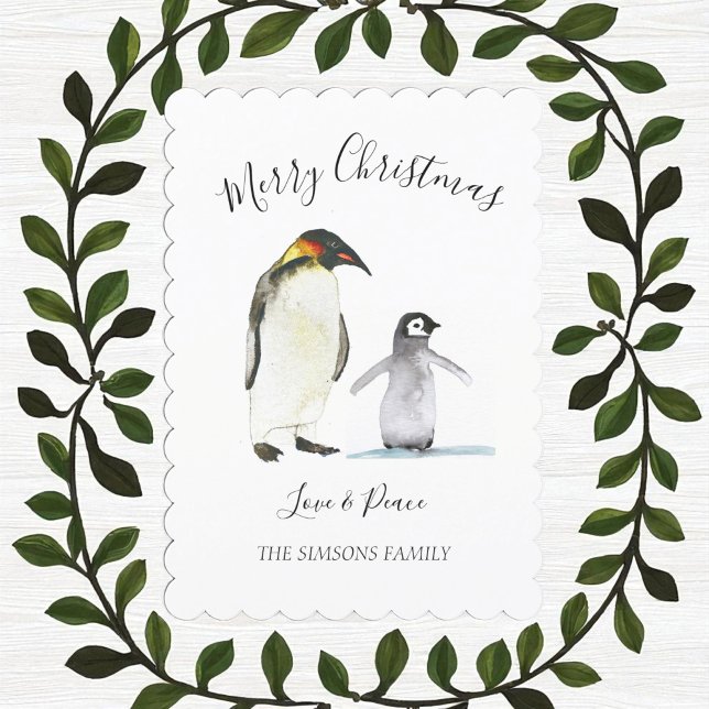 Acuarela Pingüino Feliz Navidad Feliz Brillante (Subido por el creador)
