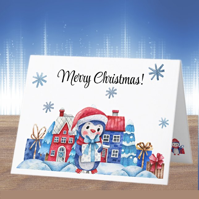 Acuarela Pingüino Nieve colorida Feliz Navidad (Subido por el creador)
