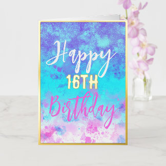 Acuarela Pink Blue Purple Birday Personalizado