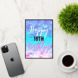 Acuarela Pink Blue Purple Birday Personalizado