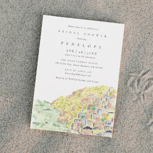Acuarela Positano Italia Invitación a ducha de nov