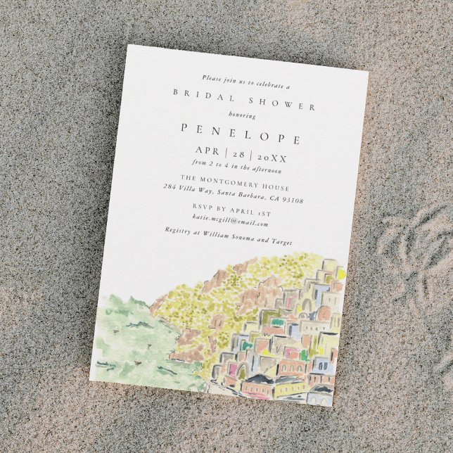 Acuarela Positano Italia Invitación a ducha de nov (Subido por el creador)