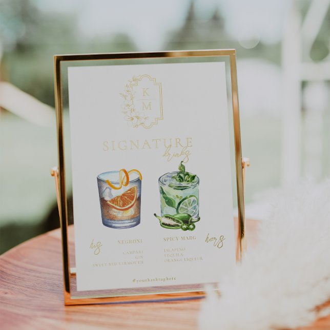 Acuarela | Poster de bebidas con firma para novias (Subido por el creador)