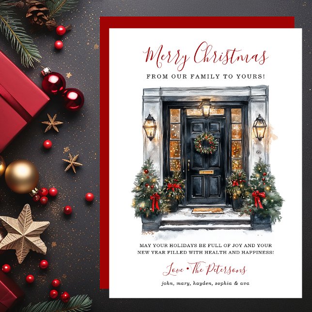 Acuarela Puerta Frontal Feliz Navidad (Subido por el creador)