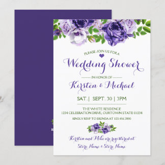 Acuarela Purp Floral | Invitación a la ducha de bo