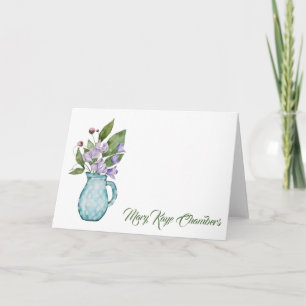 Acuarela Púrpura Dulce Flores De Pea Tarjeta De No