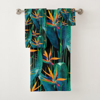 Acuarela que pinta la ave del paraíso tropical