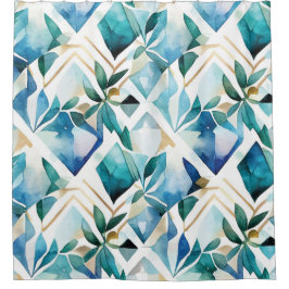 Acuarela Resumen Cortina de ducha rústica bohemia