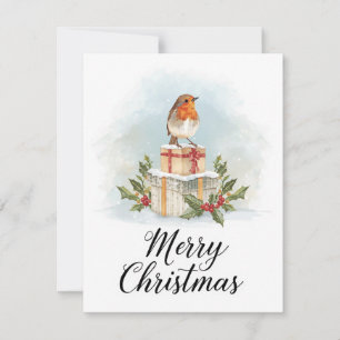 Acuarela Robin Regalos Holly Feliz Navidad