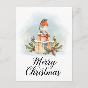 Acuarela Robin Regalos Holly Feliz Navidad