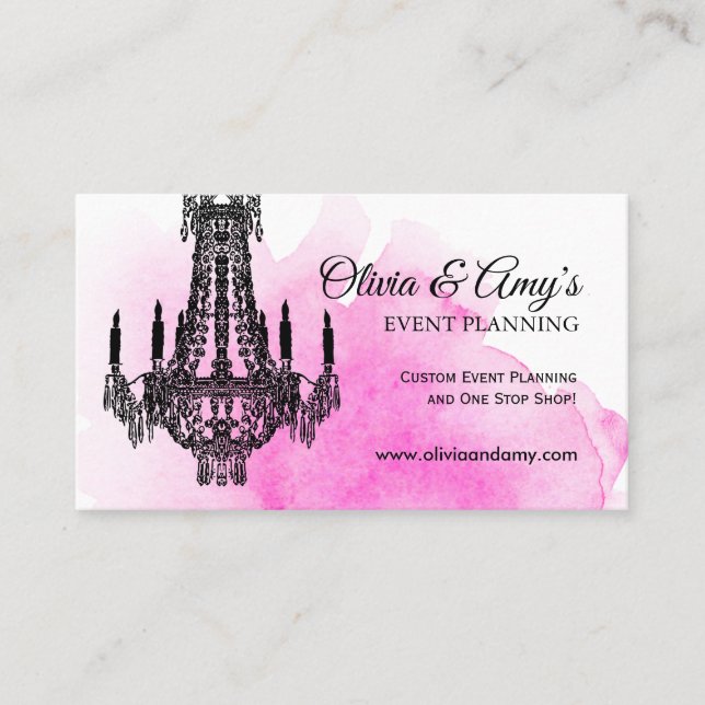 Acuarela rosa con tarjetas de visita de candelabro (Anverso)