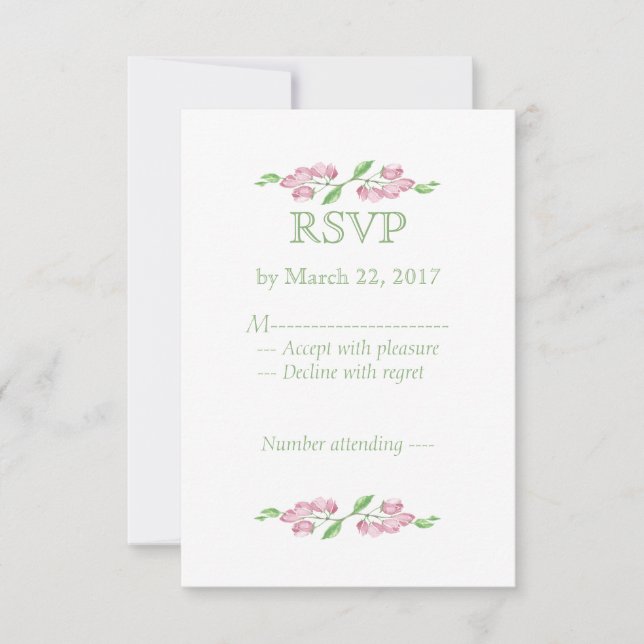 Acuarela Rosa, Flor de Cerezo RSVP (Anverso)
