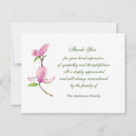 acuarela rosa Flor de Magnolia tarjeta de agradeci