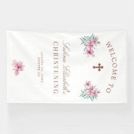 acuarela rosa floral Señal de bienvenida Christeni