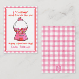 Acuarela Rosa Gingham Gumballs Tarjetas de San Val