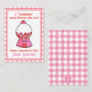 Acuarela Rosa Gingham Gumballs Tarjetas de San Val