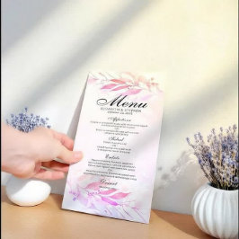 acuarela rosa magenta deja el menú Boda floral