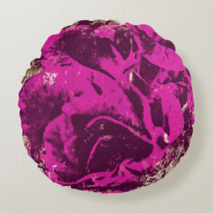 Acuarela Rosa púrpura de almohada redonda