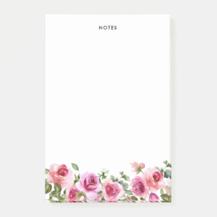 Acuarela Rosa rosa caliente Nota personalizada