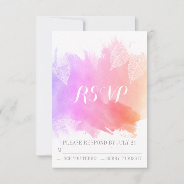acuarela rosa y esqueleto deja la boda RSVP (Anverso)