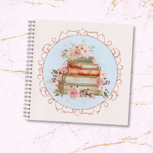 Acuarela Rosas y Libros Florales Vintage Rosa