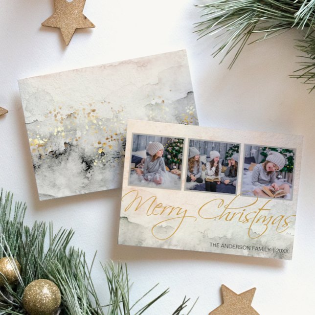 Acuarela Rusa Tres Fotografías Feliz Navidad (Subido por el creador)