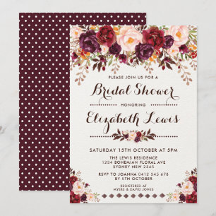 Acuarela Rustic Boho Bridal Shower Invitación