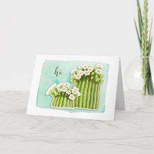 Acuarela Saguaro Cactus con flores blancas