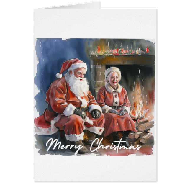 Acuarela Santa Tradicional y Sra. Claus (Frente)
