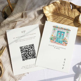 Acuarela Sayulita México | Código QR RSVP Boda