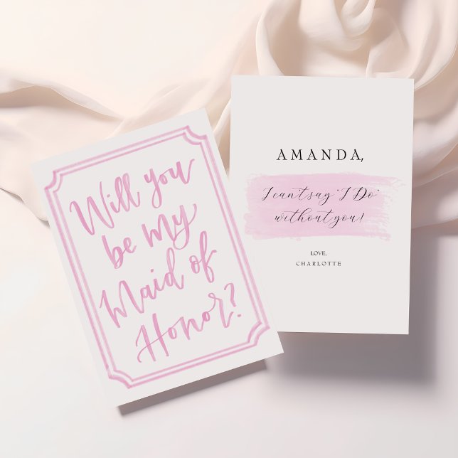 acuarela Serás mi tarjeta de presentación de MOH (Maid of Honor Proposal Cards | Elegant & Modern Blush Design | Personalized Bridesmaid Request)