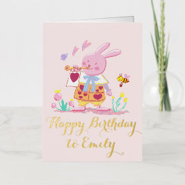 acuarela Sinfonía de Cumpleaños de Conejo Rosa