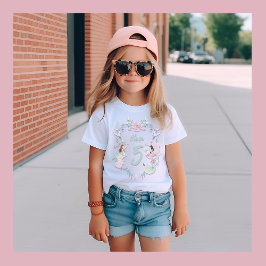 Acuarela Sirena Nombre de Cumpleaños y Camiseta de