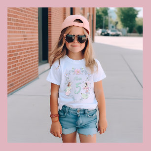 Acuarela Sirena Nombre de Cumpleaños y Camiseta de