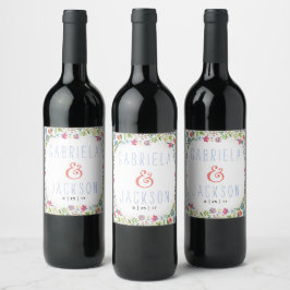 Acuarela Sr.&Mrs. | Floral | Etiqueta de vino Pers