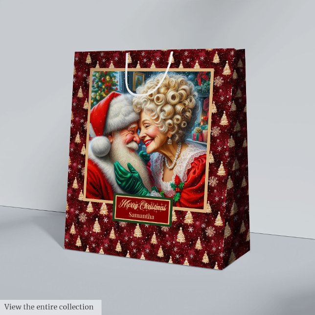 Acuarela Sr. y Sra. Claus Navidades Bolsa de vacac (Watercolor Mr & Mrs Claus Christmas Holiday Bag)