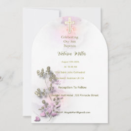 Acuarela suave y invitación al bautismo cruzado do