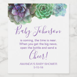 Acuarela Suculencia etiqueta de vino para bebes