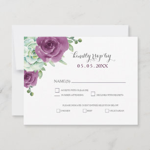 acuarela suculenta rosas de ciruela boda rsvp