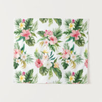 Acuarela Tapiz de Muro de Patrón Floral Tropical