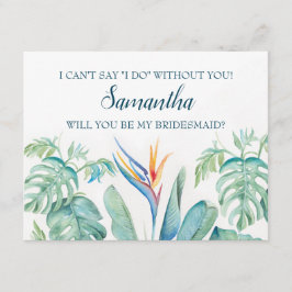 Acuarela Tarjeta de PROPUESTA BRIDESMAID tropical