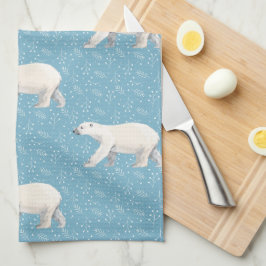 Acuarela Toalla de Cocina Azul Oso Polar