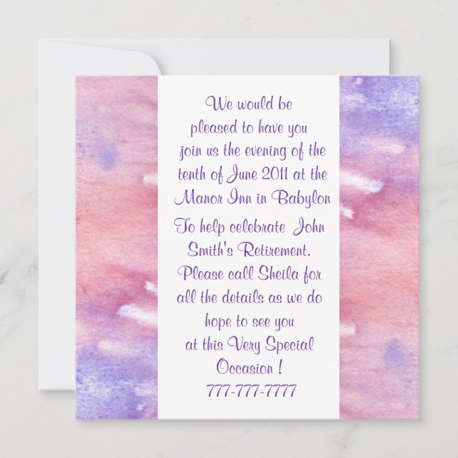 Acuarela Toda Invitación de Ocasión (Anverso)