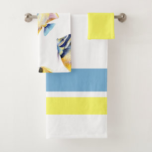 Acuarela tropical, baño de peces amarillos