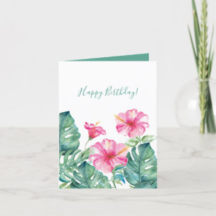 Acuarela Tropical Feliz Cumpleaños Tarjetas de Sal