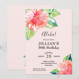 Acuarela Tropical Hibiscus Birday