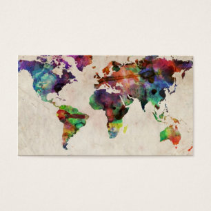 Acuarela urbana del mapa del mundo