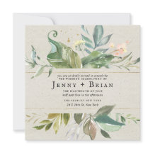 Acuarela Verde | Boda Floral Rosa Cuadrada